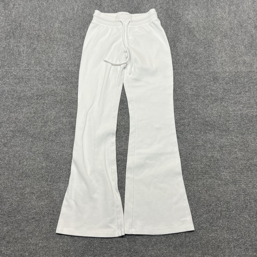 Sunday Best Sweatpants Womens 2XS White Waffle Knit Flare Leg Lounge Casual